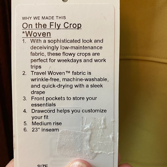 Lululemon NWT On The Fly woven crop pant size 10 - Picture 3 of 3